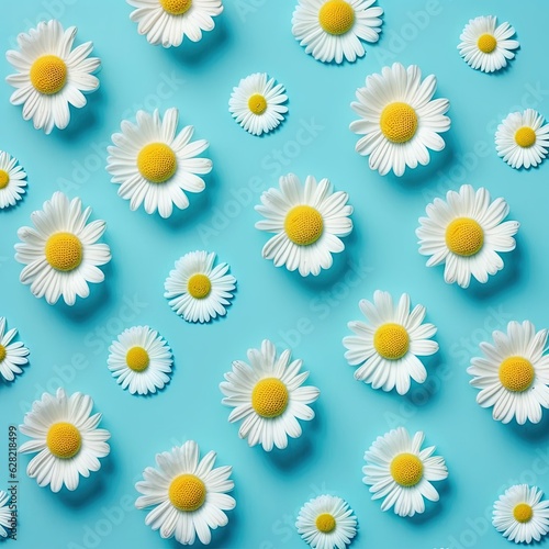 A group of daisies on a blue background