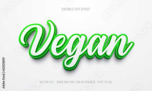 Editable text effect vegan text style premium vector