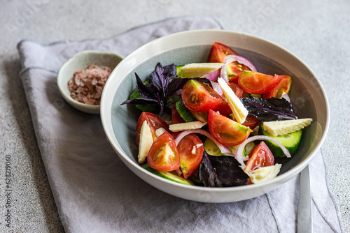 Healthy vegetable salad in the bowl