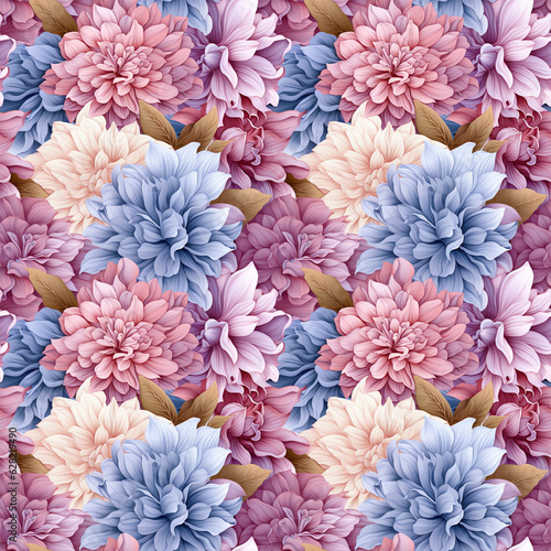 Seamless pattern with pastel flowers. Floral background for cosmetics, perfume, beauty products. Can be used for greeting card, wedding invitation, craft paper, wrapping