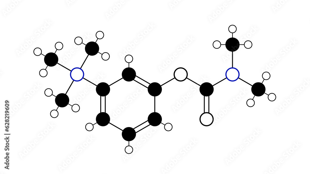 neostigmine molecule, structural chemical formula, ball-and-stick model, isolated image parasympathomimetic agents neostigmine molecule, structural chemical formula, ball-and-stick model, isolated image parasympathomimetic agents