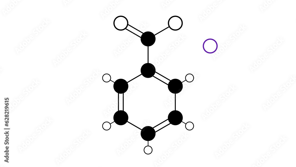 sodium benzoate molecule, structural chemical formula, ball-and-stick model, isolated image food preservative e211 sodium benzoate molecule, structural chemical formula, ball-and-stick model, isolated image food preservative e211