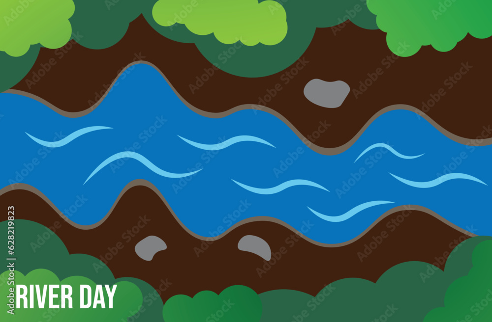 illustration of river for celebrate rivers day template