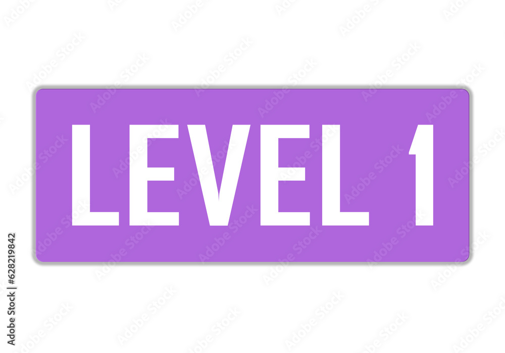 Level 1 sign in purple color isolated on white background, 3d illustration.
Level 1 sign in purple color isolated on white background, 3d illustration.
