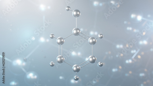 phenol molecular structure, 3d model molecule, benzenol, structural chemical formula view from a microscope