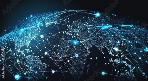 A world map made up of dots and lines