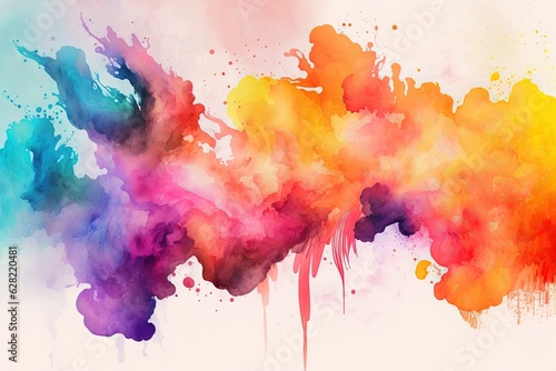 A multicolored paint splattered on a white background
