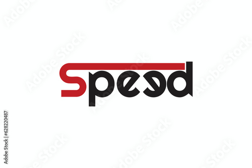 Simple speed vector logo isolated white background.