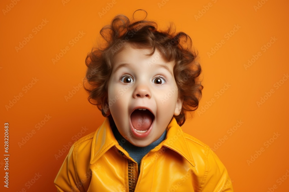 Happy smiling fictional toddler kid portrait. Isolated on a plain colored background. Generative AI. Happy smiling fictional toddler kid portrait. Isolated on a plain colored background. Generative AI.