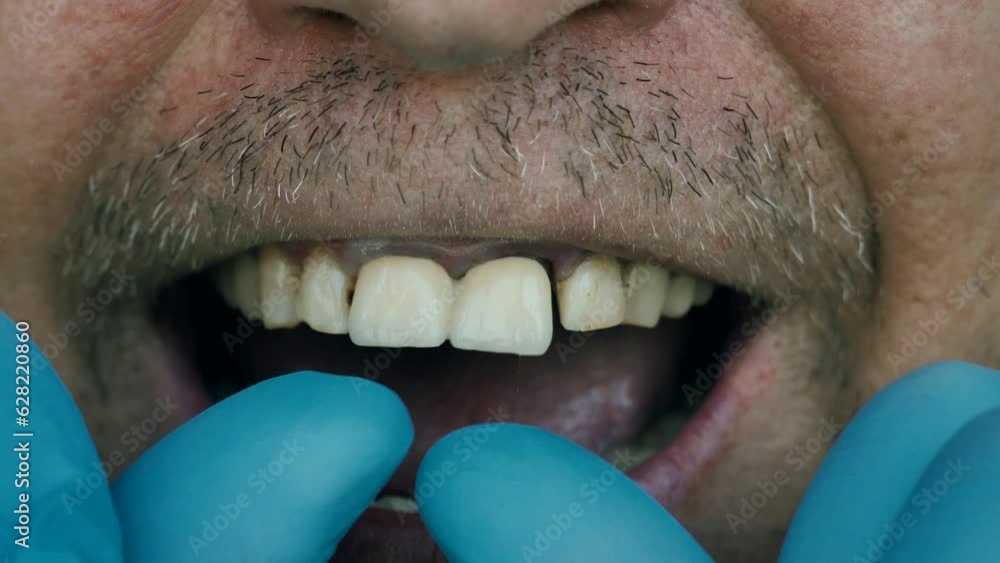 The process of unsuccessful installation of veneers. veneers falling