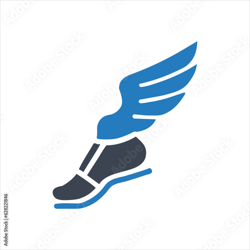 Foot with wings / messenger symbol