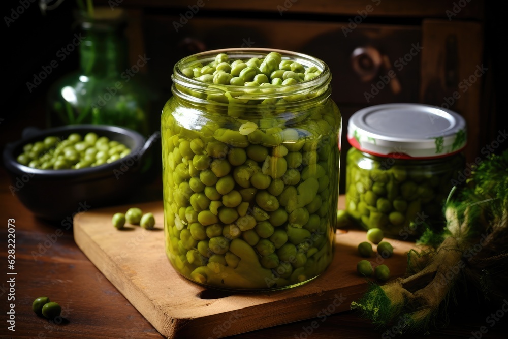 Sterilized peas in a jar. Generative AI Sterilized peas in a jar. Generative AI