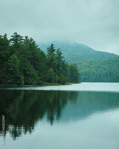 Jabe Pond on a cloudy morning, in Silver Bay, New York