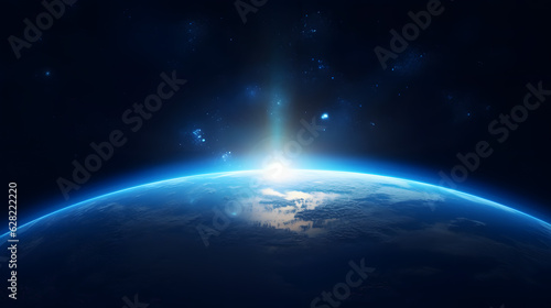 blue sunrise, view of earth from space
