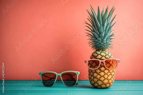 A pineapple and sunglasses sitting on a table