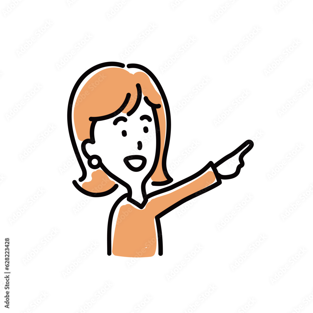 指差す女性 指差す女性