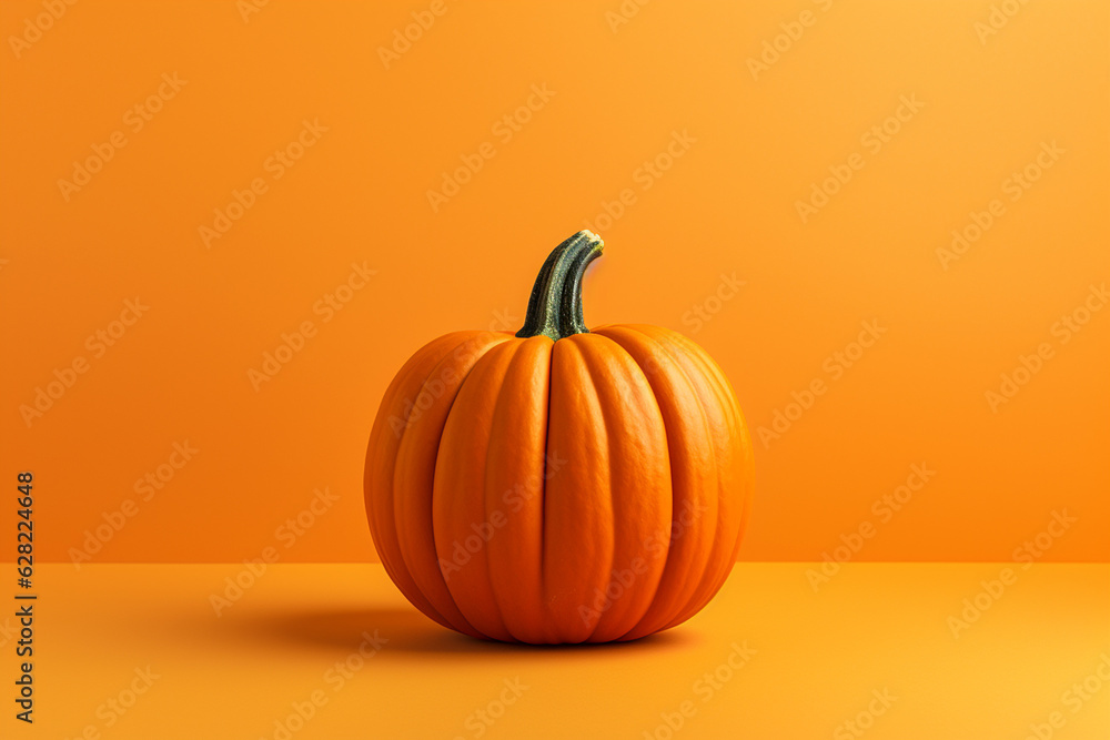 Halloween pumpkin on pastel studio background. Halloween celebration, Happy Halloween concept. Traditional october holiday. Autumn holiday and harvest theme background with copy space for text Halloween pumpkin on pastel studio background. Halloween celebration, Happy Halloween concept. Traditional october holiday. Autumn holiday and harvest theme background with copy space for text