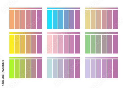 A set of gradients and color combinations. A palette of colors of colorful gradients. A collection of shades for creative design and creative ideas