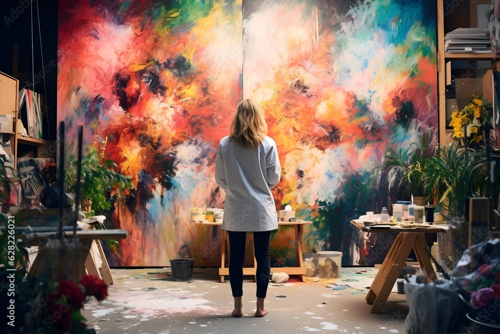Artist: Large Painting in Studio