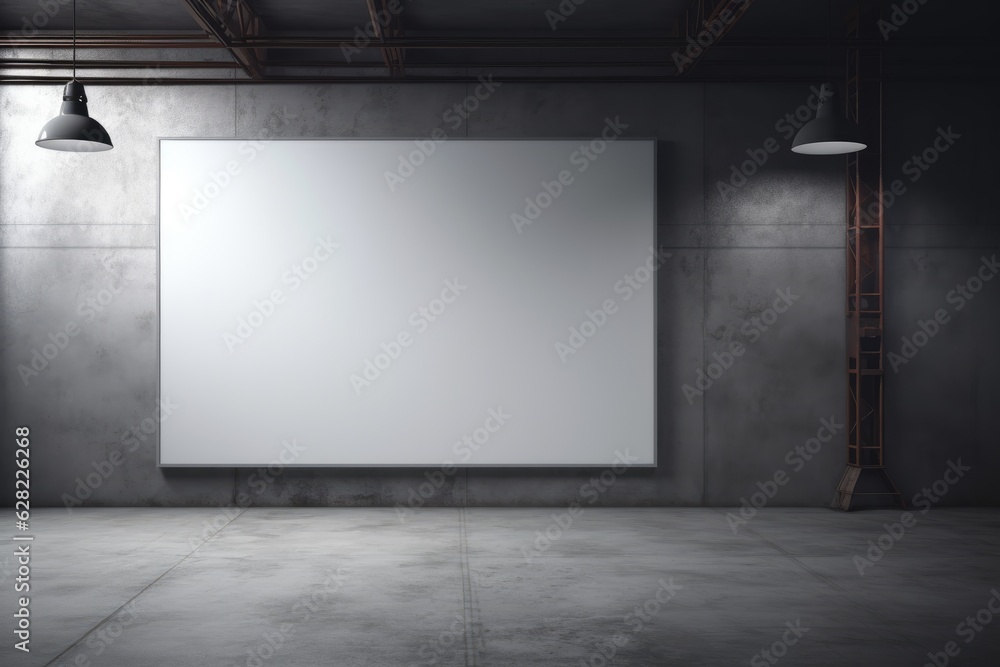 Blank Canvas on Concrete Wal. Generative AI Blank Canvas on Concrete Wal. Generative AI