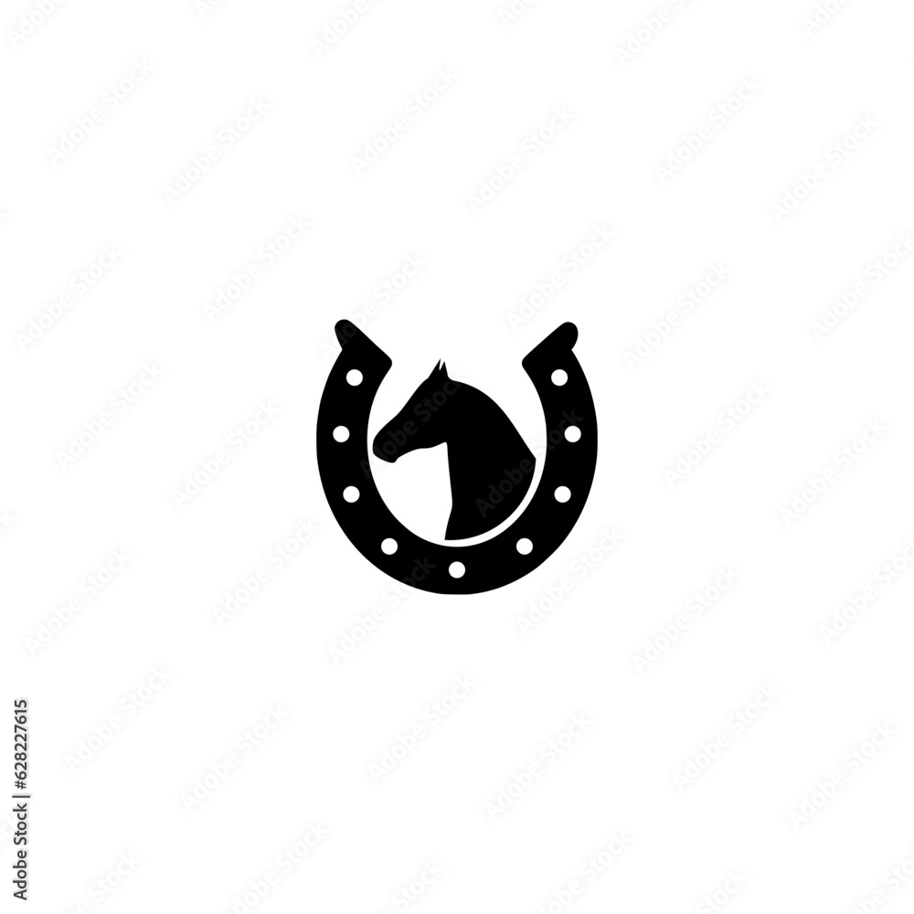 Horseshoe with horse isolated on white background. Horseshoe with horse isolated on white background.