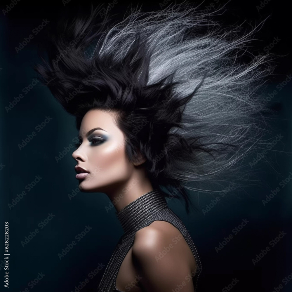 Fototapeta premium Amazing women's hairstyle in the style, Generative AI