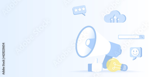 Digital marketing and advertising concept. Promotion online, create content, challenge campaign, financial planning, thinking, feedback, customer loyalty, survey opinion. Flat vector illustration.