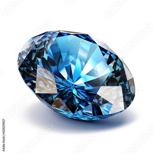 blue diamond transparent gem jewelry shiny shine luxury isolated on a transparent background made with AI generative technology