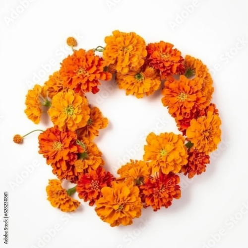 flowers. marigolds on a white background. Diwali festival. Copy space