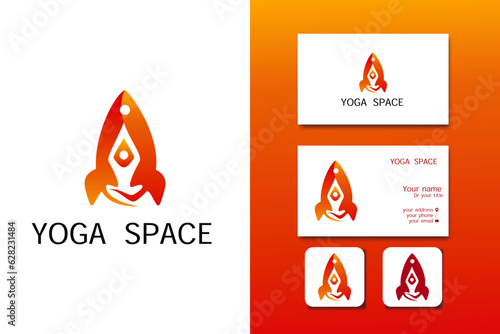 yoga space logo design vector template and business card with editable text