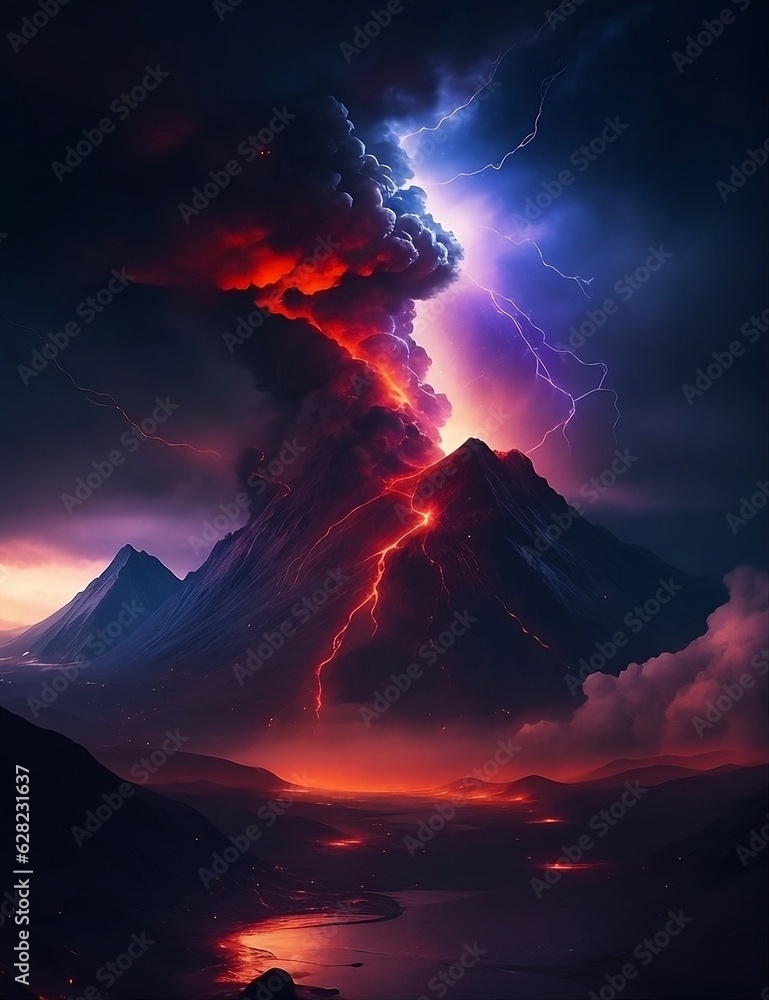 A beautiful view of Volcano mountain lava nature landscape