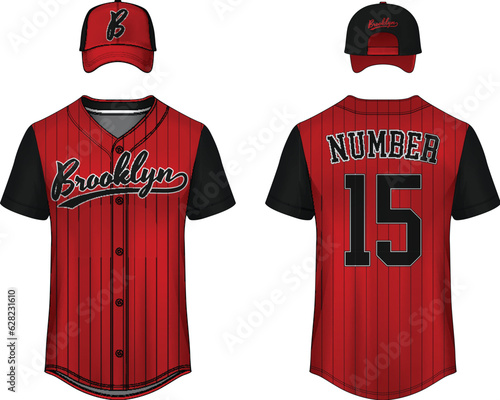 Baseball t-shirt design template, Sport jersey mockup. uniform front and back view.	