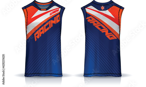 Basketball tank top design template, Sport jersey mockup. uniform front , side and back view.	 photo