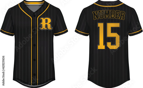 Baseball t-shirt design template, Sport jersey mockup. uniform front and back view.	