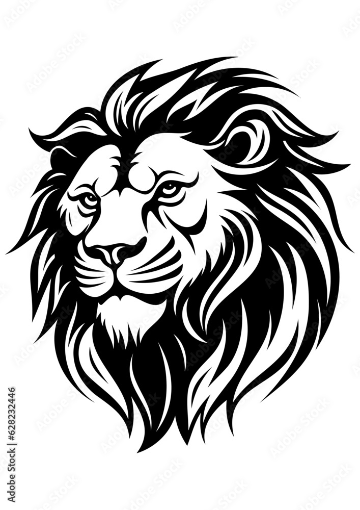 Head of a lion in a mascot style, lion head vector silhouette