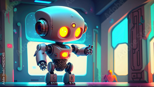 3d render of a robot with a star