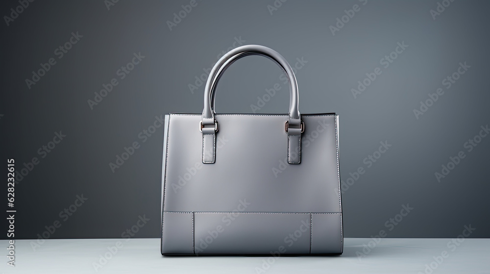 Fototapeta premium women's handbag in gray color on a studio background, isolated