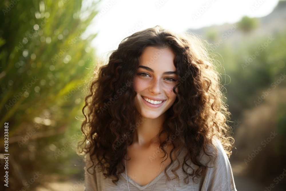 Headshot of a beautiful very attractive young brunette woman looking at the camera smiling Headshot of a beautiful very attractive young brunette woman looking at the camera smiling