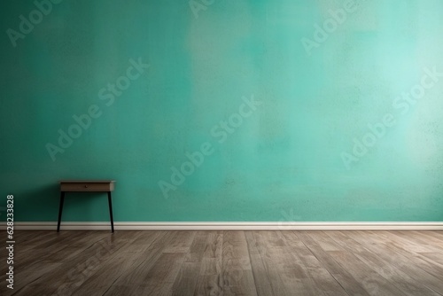 empty wall and wooden floor with glare from the window. Interior background for mockup or presentation