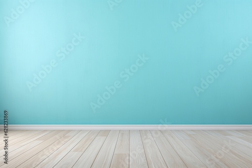 empty wall and wooden floor with glare from the window. Interior background for mockup or presentation