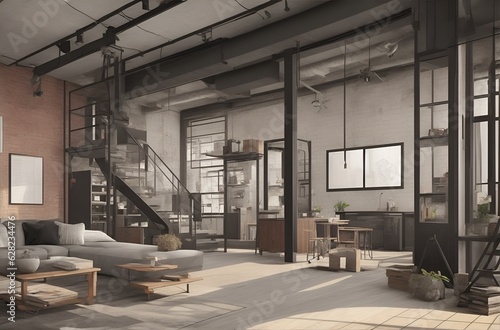 Habitación estilo industrial