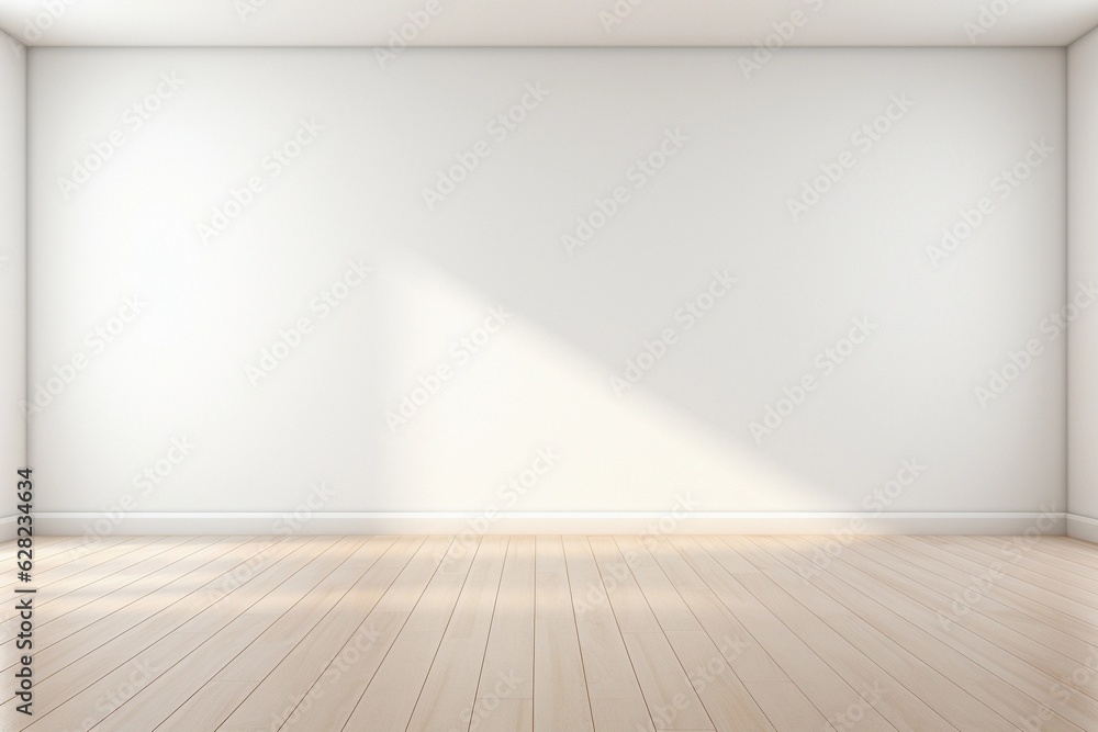 empty wall and wooden floor with glare from the window. Interior background for mockup or presentation empty wall and wooden floor with glare from the window. Interior background for mockup or presentation