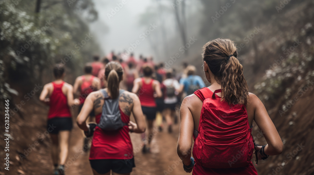 people are engaged in active lifestyle running marathon generative ai