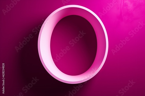 Illustration of a pink circular object on a purple wall created using generative AI