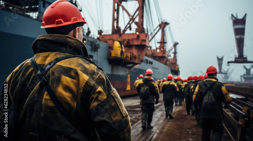 shipbuilding work in the seaport  generative ai