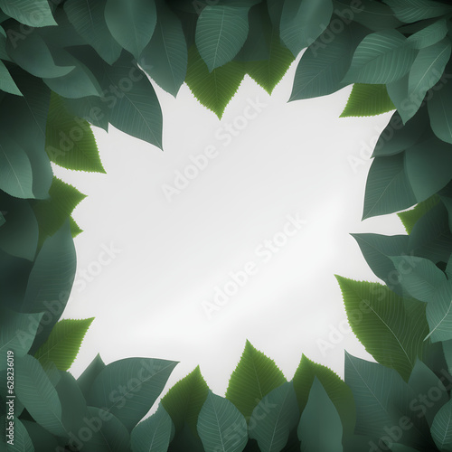 green leaf frame, generative ai
