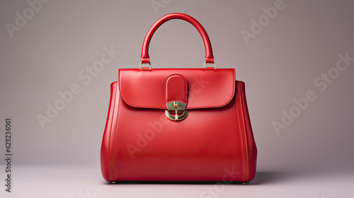 women's handbag in red color on a studio background, isolated