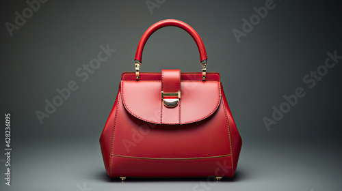 women's handbag in red color on a studio background, isolated