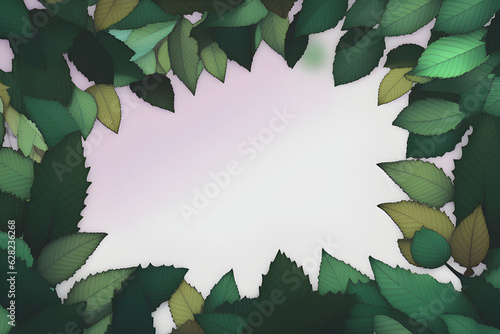 green leaves frame, generative ai