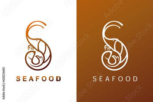 seafood logo design vector template and business card with editable text
